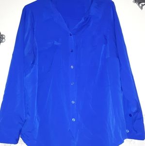 Apt. 9 Blue 1X Womens long sleeve button up blouse